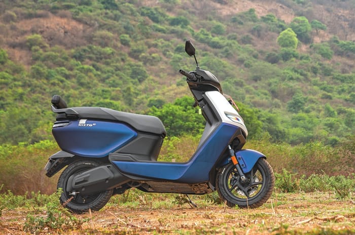 Ather Rizta long term review, 2,300km report Ather Rizta side profile static in field